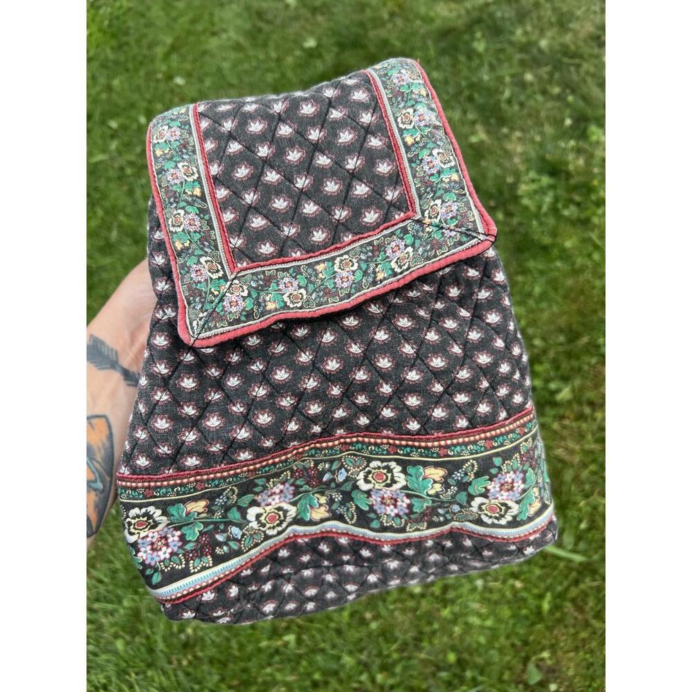 Vintage Vera Bradley Classic Black (2002) Floral Drawstring Backpack Retired
